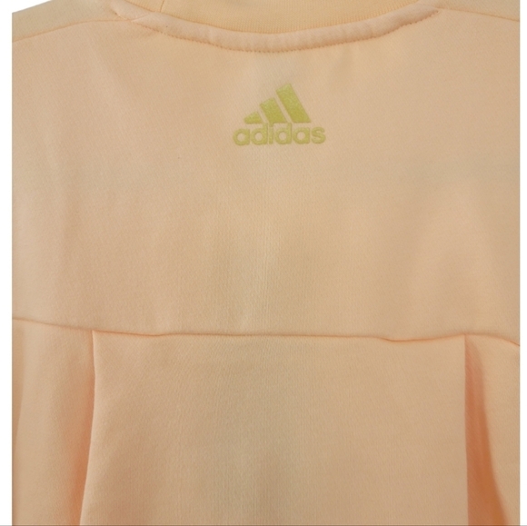 NWT Adidas Glam ID Peach Pastel Sweatshirt XS Soft Gold Logo Athleisure Chic - Picture 7 of 10